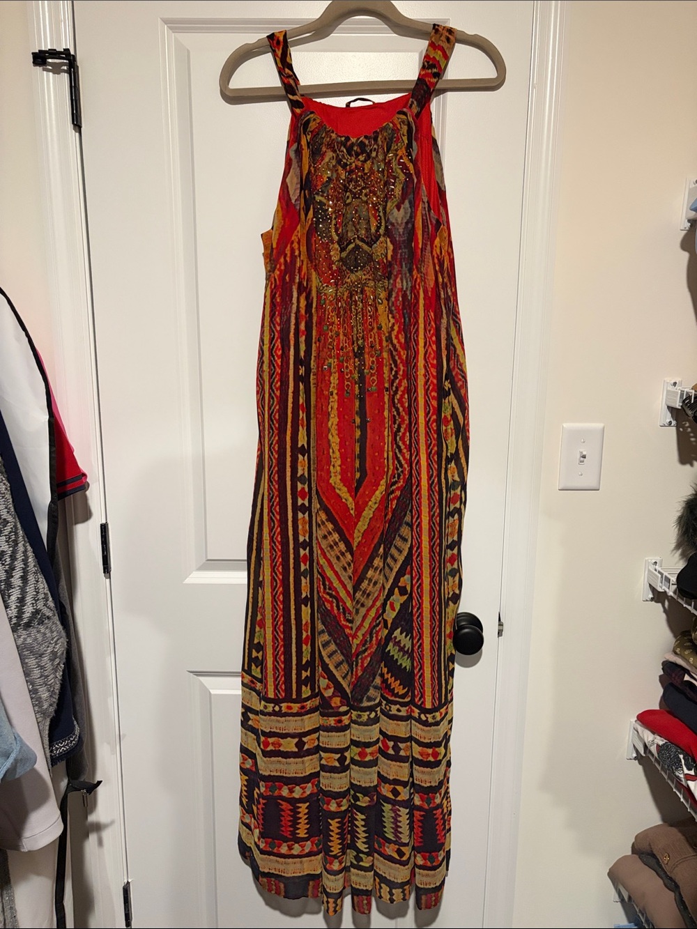 Soft Surroundings Bohemian Red Print Maxi Dress